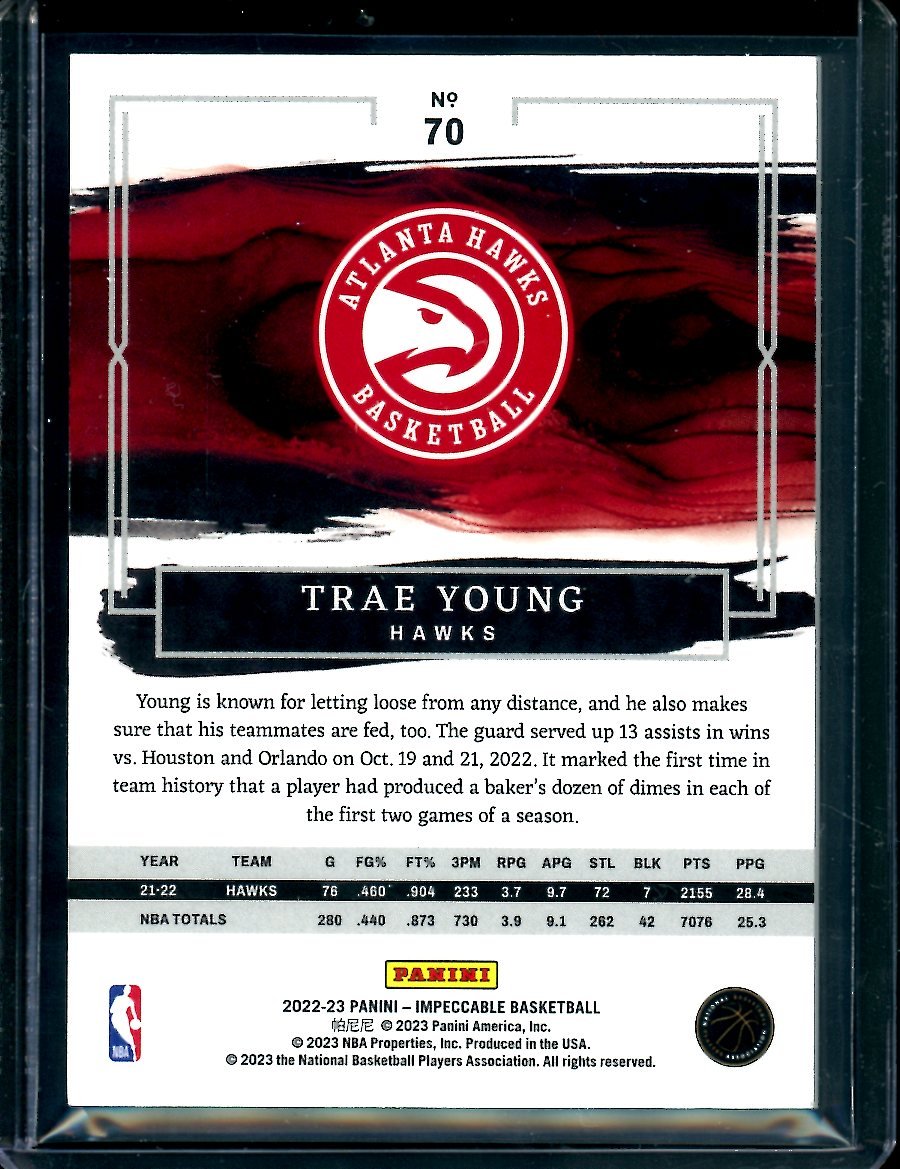 2022/23 Panini Impeccable Trae Young Green /30 Hawks - Trading Card Market