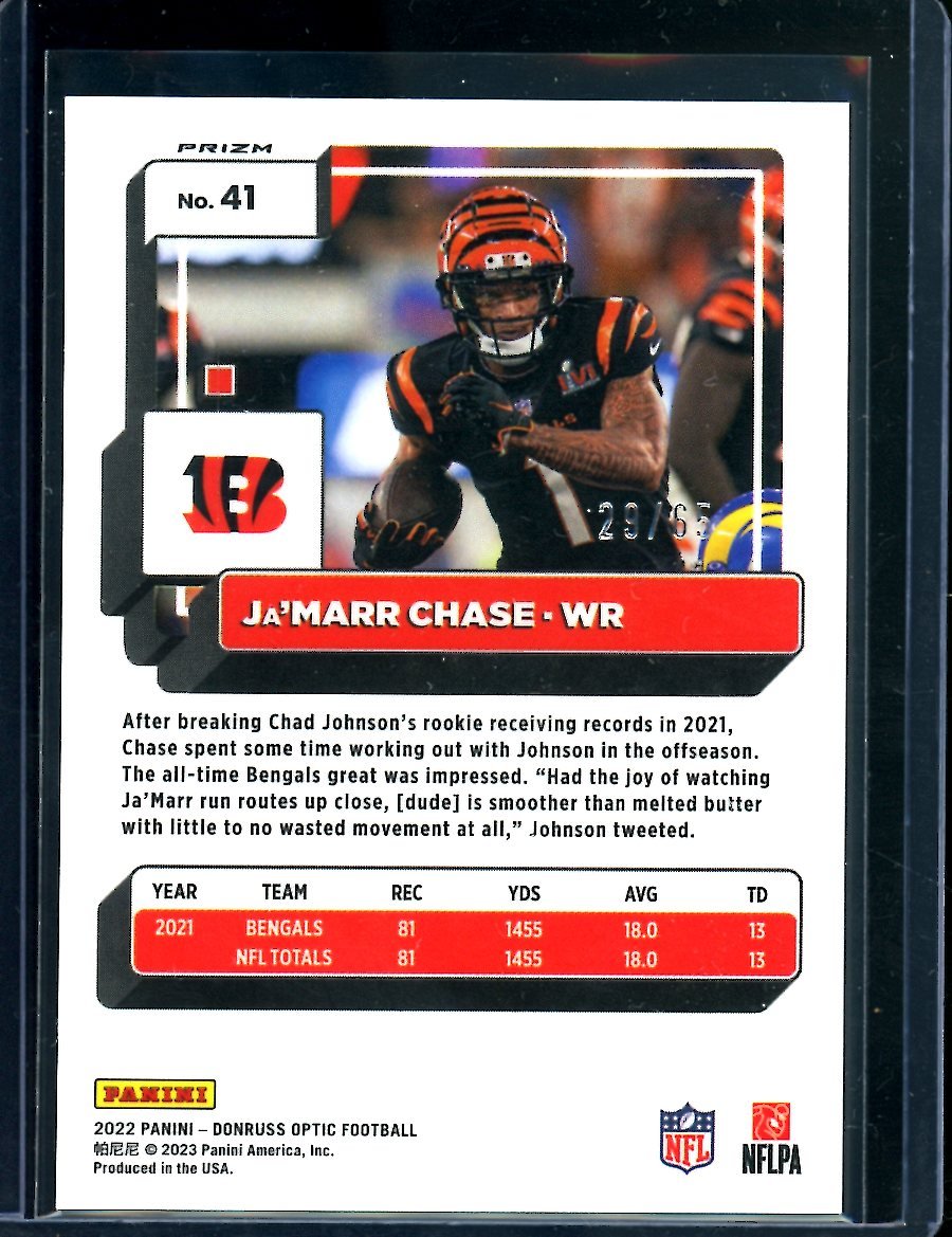 2022 Panini Optic Ja'Marr Chase Electricity /65 Bengals - Trading Card Market