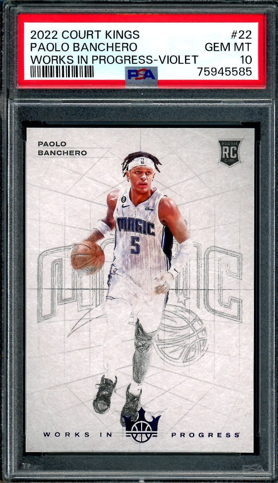 2022/23 Panini Court Kings Paolo Banchero Rookie Works in Progress /49 PSA 10 Magic - Trading Card Market
