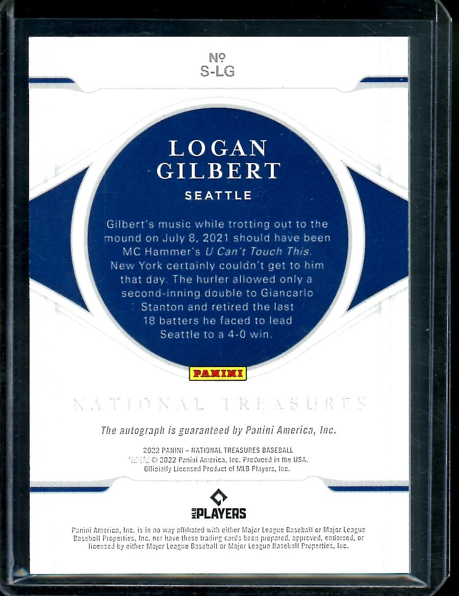 2022 Panini National Treasures Logan Gilbert Auto Platinum /25 Mariners - Trading Card Market