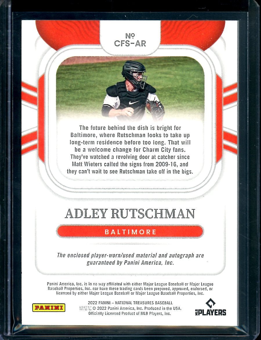 2022 Panini National Treasures Adley Rutschman Clutch Factor Patch Auto /49 Orioles