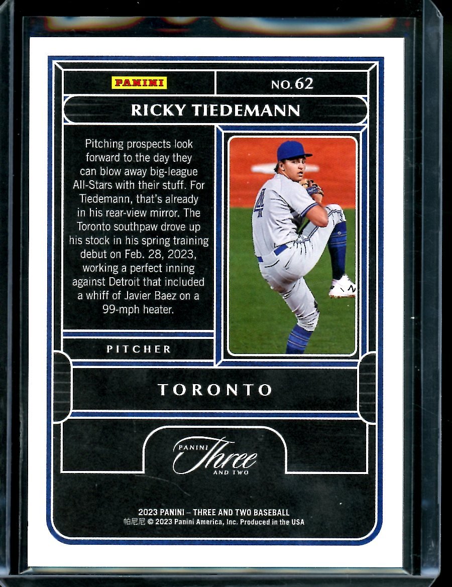 2023 Panini Three & Two Ricky Tiedemann Rookie Black /10 Blue Jays - Trading Card Market