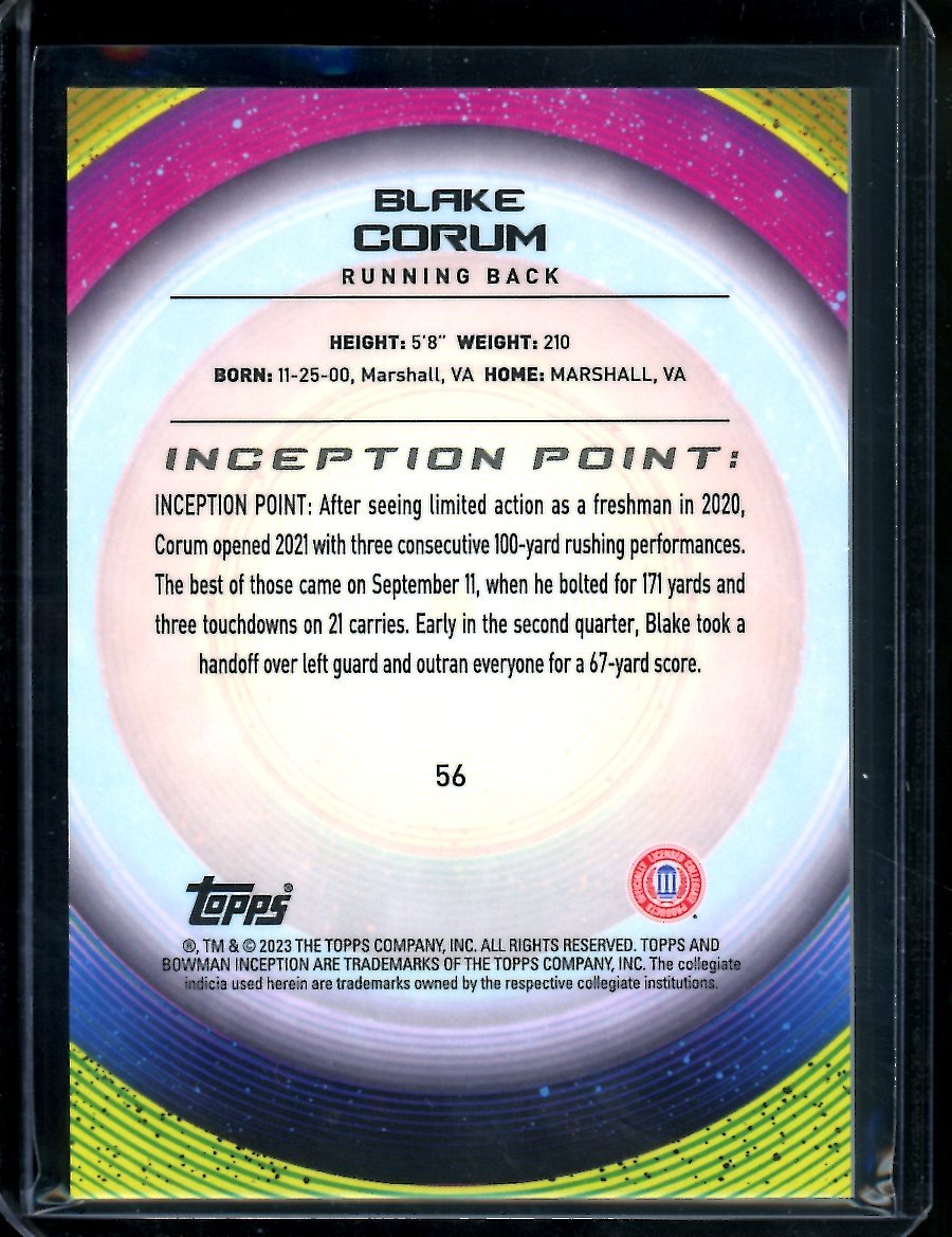 2023 Bowman Inception Blake Corum Orange /25 Michigan - Trading Card Market