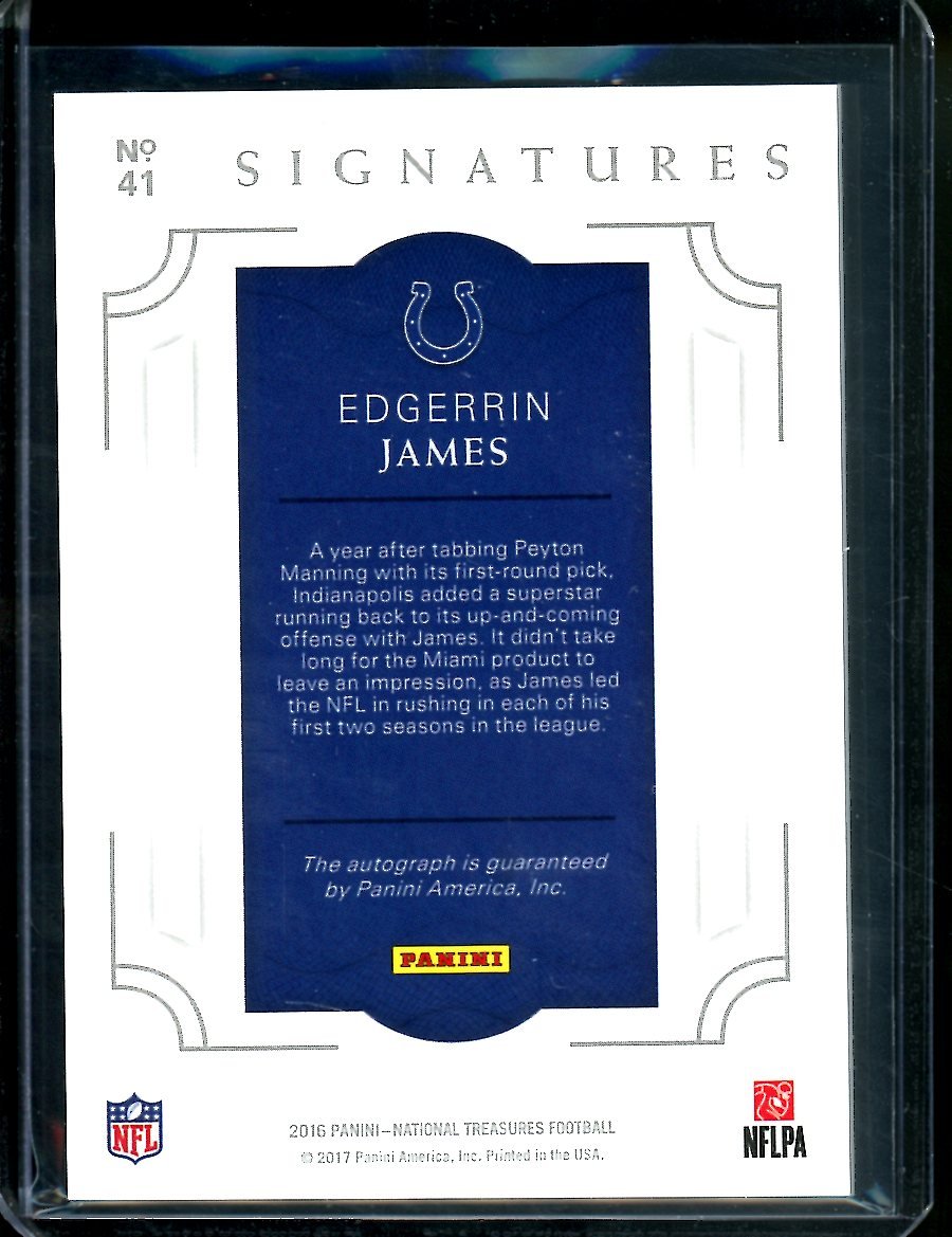 2016 Panini National Treasures Edgerrin James Auto /49 Colts - Trading Card Market