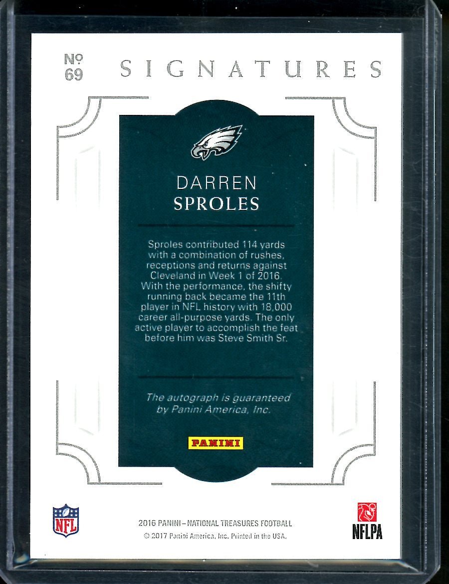 2016 Panini National Treasures Darren Sproles Auto Gold /10 Eagles - Trading Card Market