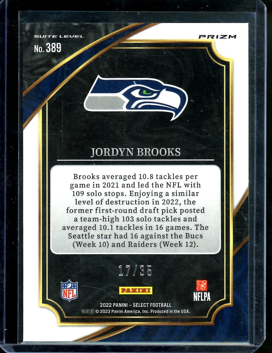 2022 Panini Select Jordyn Brooks Suite Level White /35 Seahawks - Trading Card Market