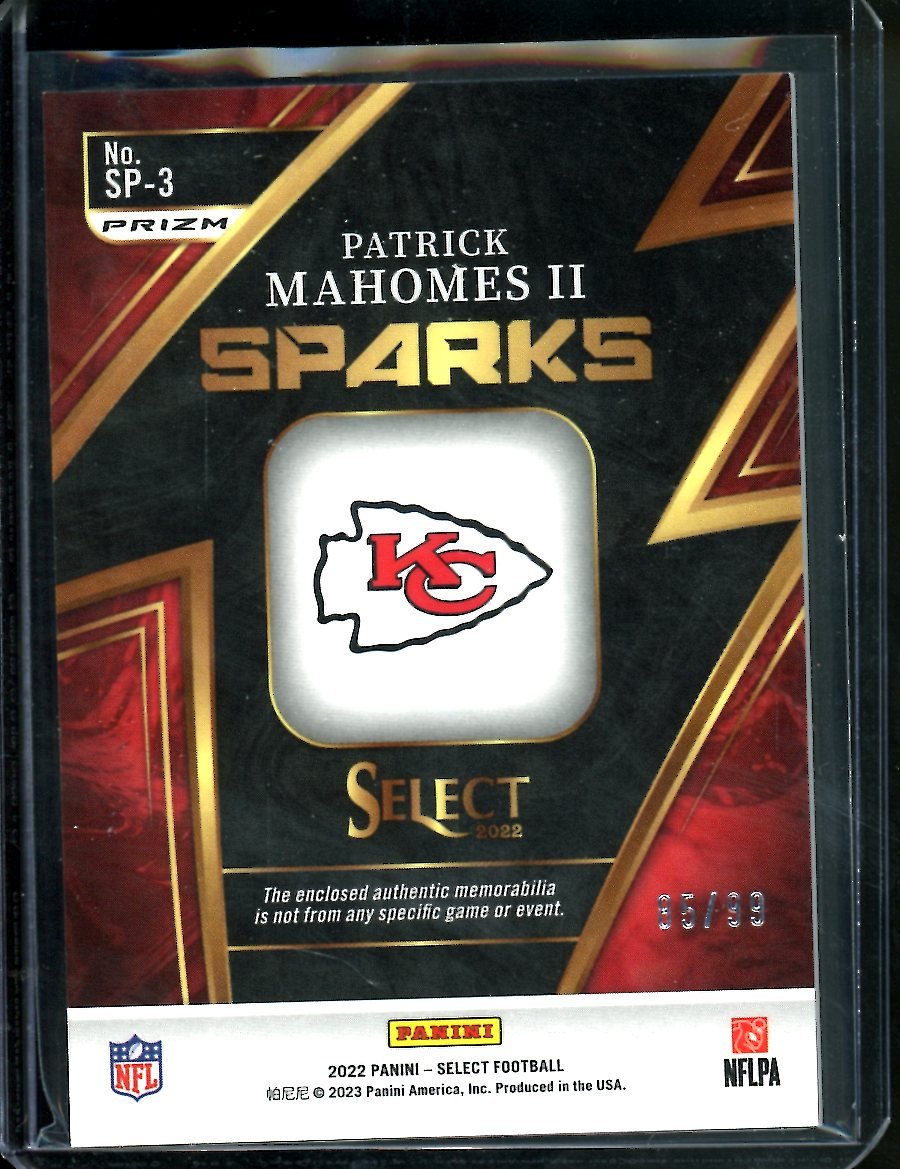 2022 Panini Select Patrick Mahomes II Sparks Patch /99 Chiefs - Trading Card Market