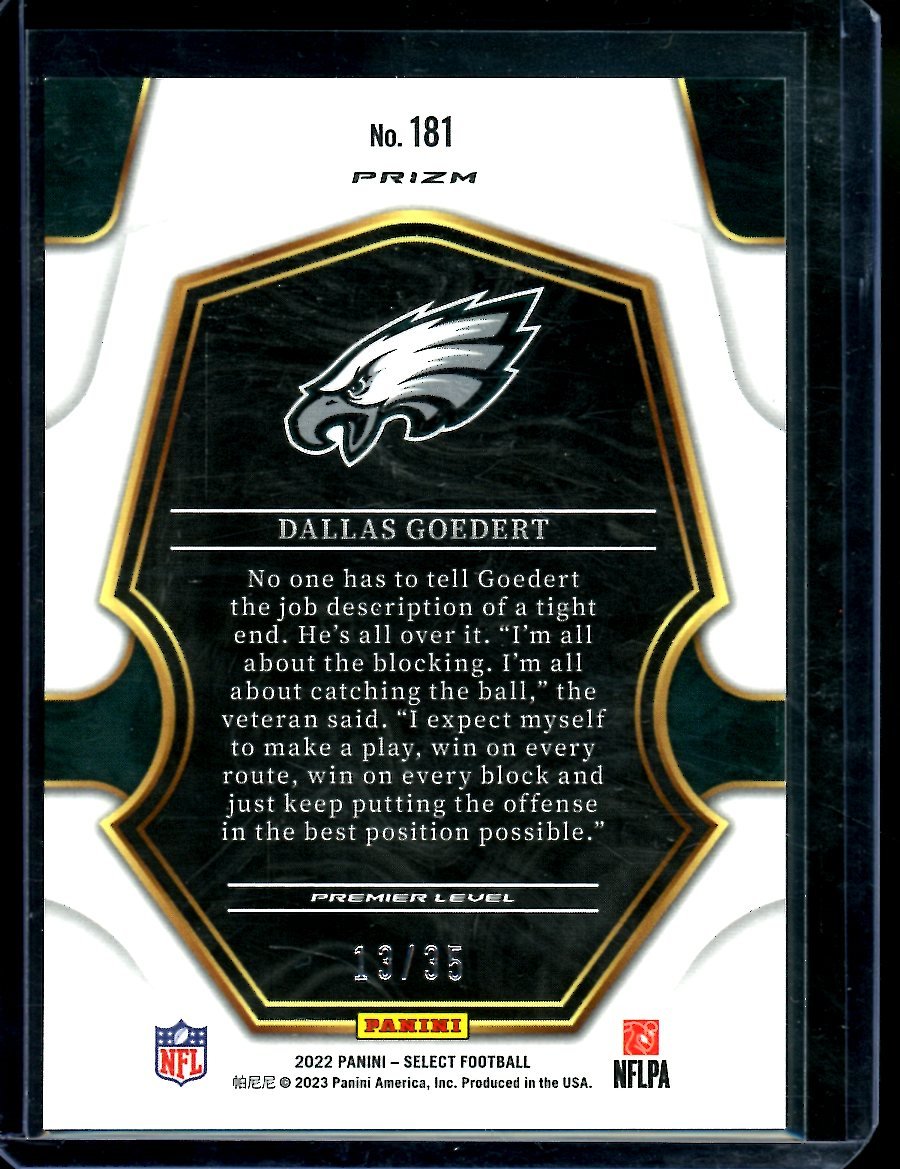 2022 Panini Select Dallas Goedert Premier Level White /35 Eagles - Trading Card Market