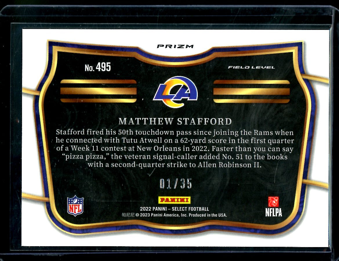 2022 Panini Select Matthew Stafford Field Level White /35 Rams