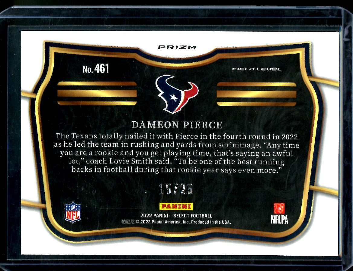 2022 Panini Select Dameon Pierce Rookie Field Level Tye-Die /25 Texans