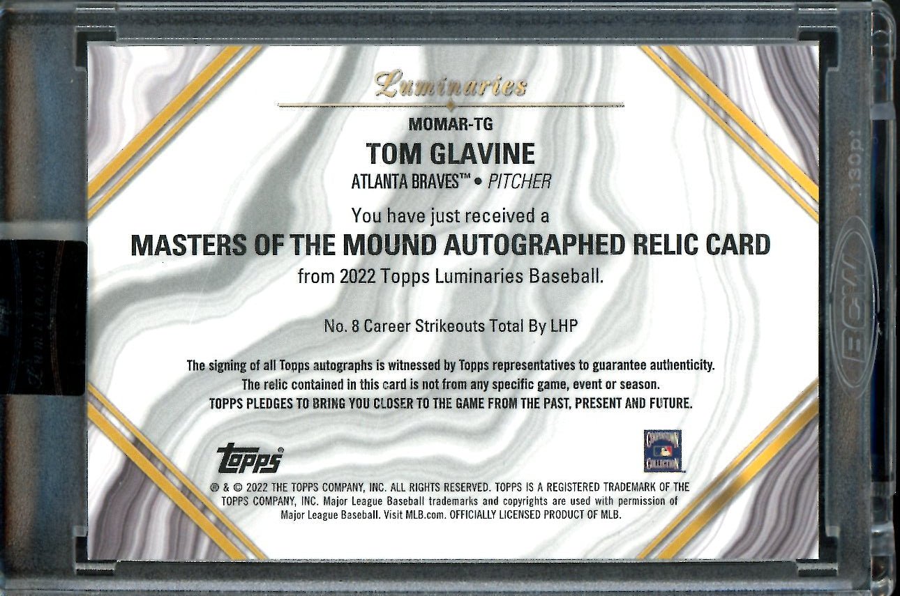 2022 Topps Luminaries Tom Glavine Patch Auto /15 Braves - Trading Card Market