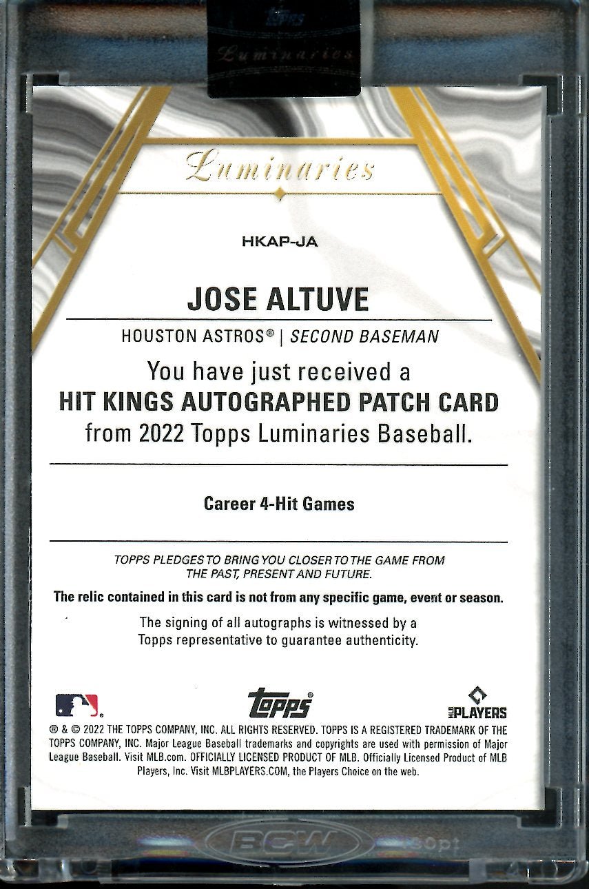 2022 Topps Luminaries Jose Altuve Patch Auto /15 Astros - Trading Card Market