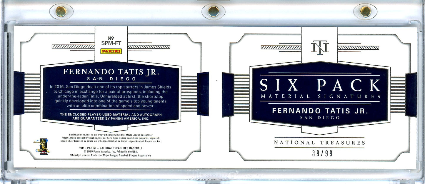 2019 Panini National Treasures Fernando Tatis Jr. RC Six Pack Booklet /99 Padres - Trading Card Market