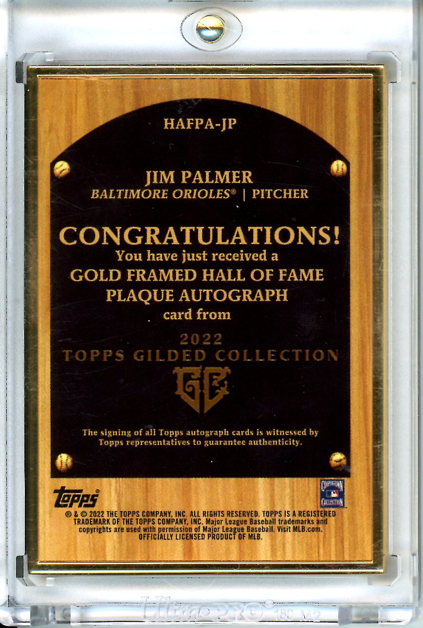 2022 Topps Gilded Jim Palmer Gold Framed HOF Auto /5 Orioles - Trading Card Market