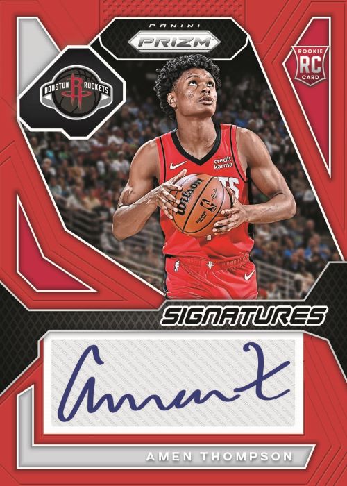 2023/24 Panini Prizm Basketball Cards-Amen Thompson_Auto Red