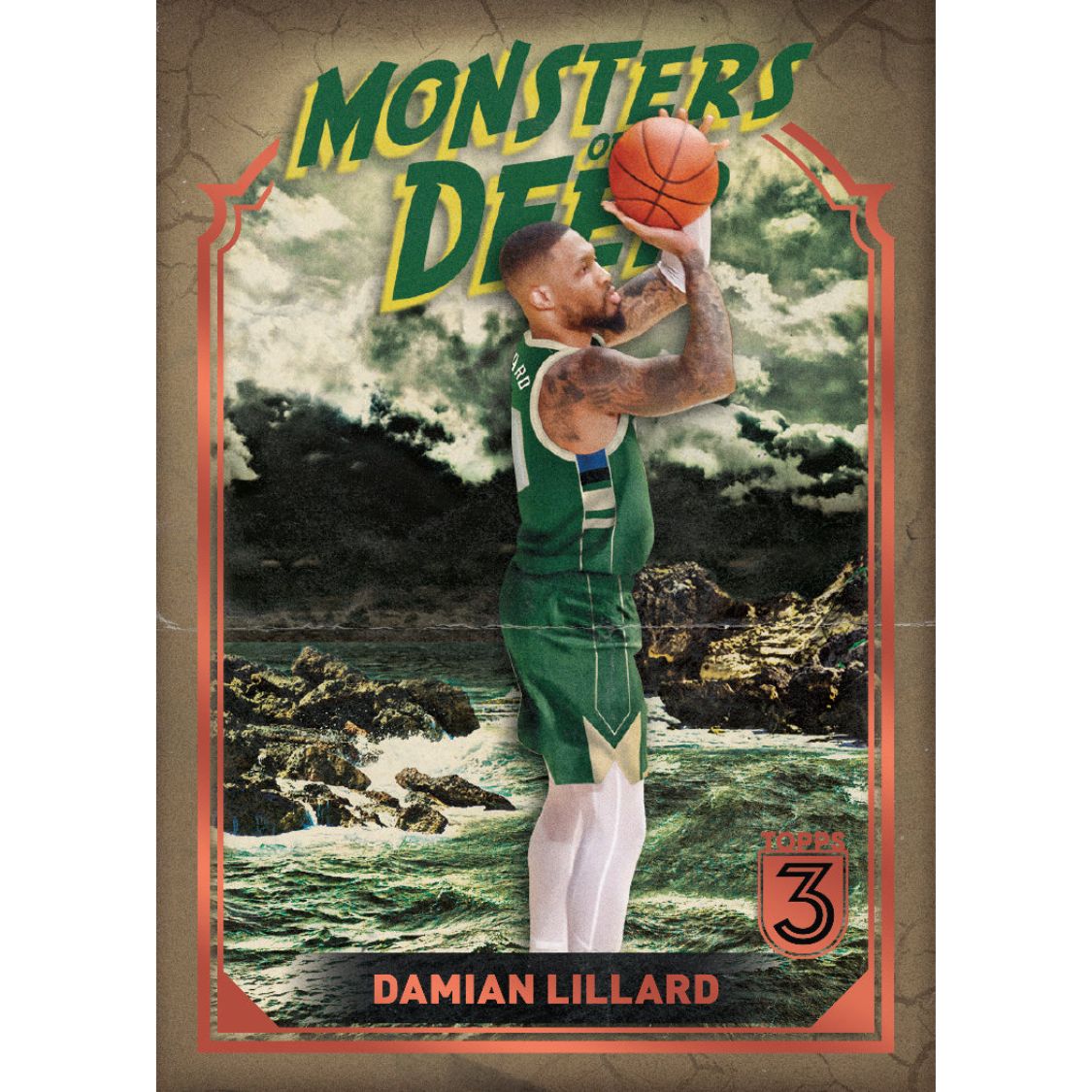 2023/24 Topps Three Basketball Cards-Damian Lillard