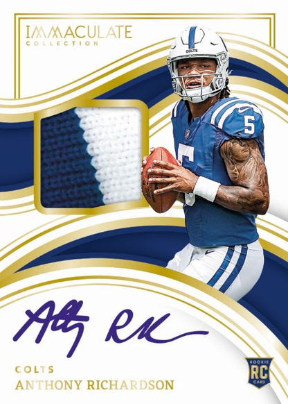 2023 Panini Immaculate Football Cards-Anthony Richardson Rookie Patch Auto