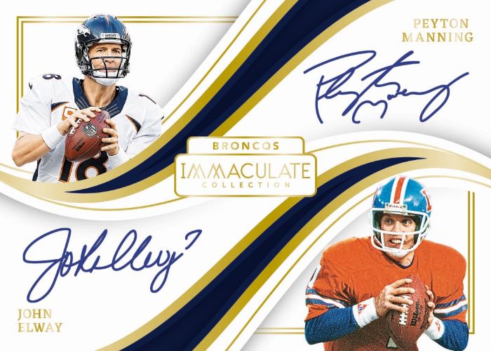2023 Panini Immaculate Football Cards-Peyton Manning_John Elway-Dual Auto