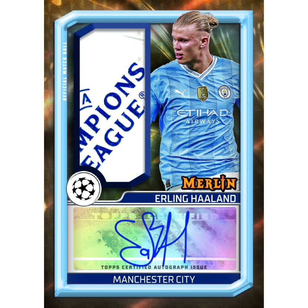 2023/24 Topps Chrome Merlin UEFA Club Competitions Soccer Cards - Erling Haaland
