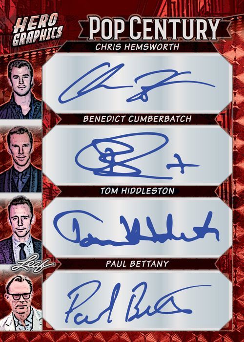 2024 Leaf Metal Pop Century Cards -  Chris Hemsworth_Tom Hiddleston_Paul Bettany