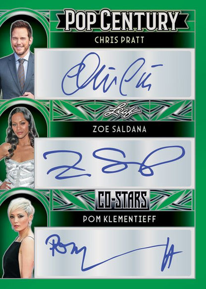 2024 Leaf Metal Pop Century Cards -  Zoe Saldana_Chris Pratt_Pom Klementieff