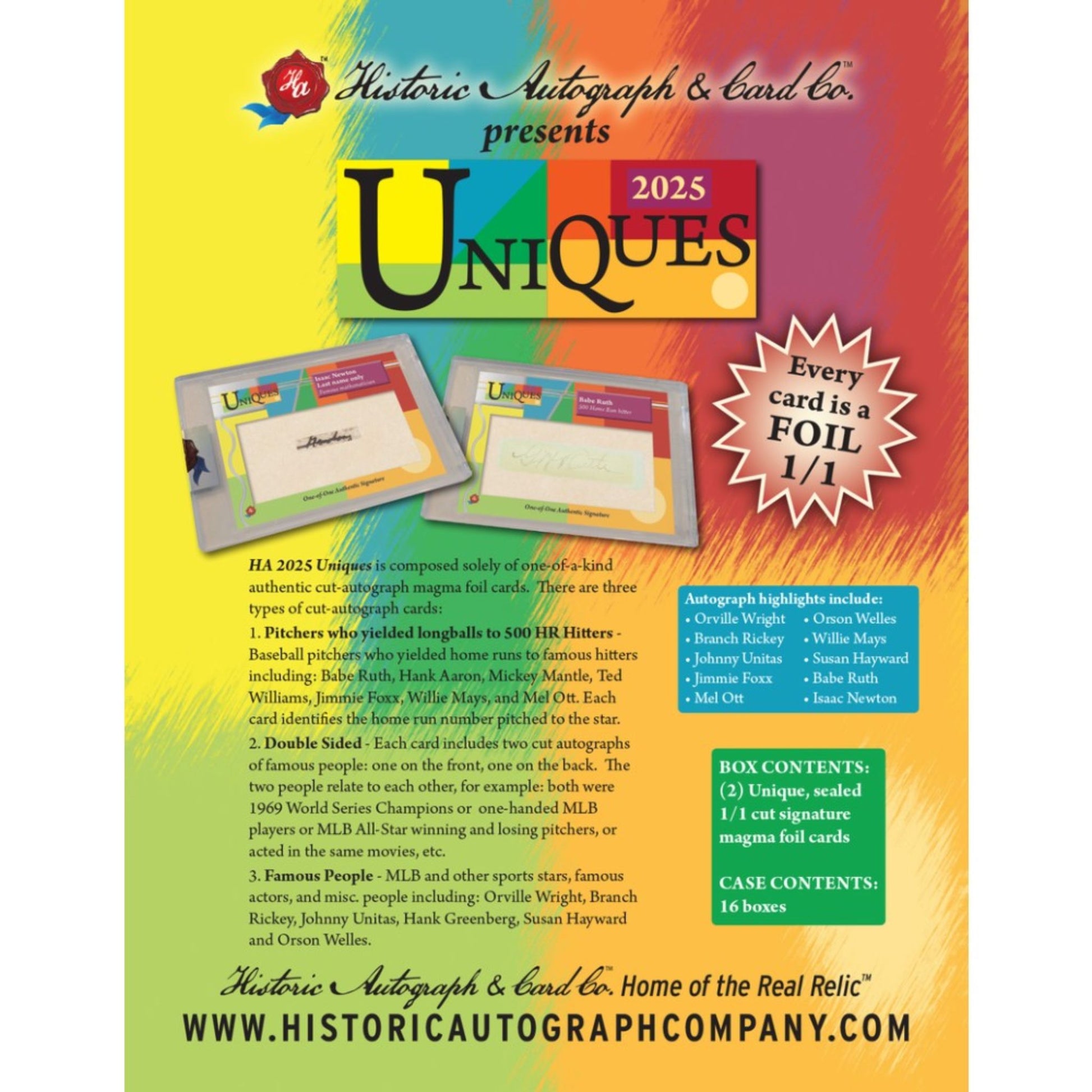 2025 Historic Autographs Uniques Hobby Box - Trading Card Market