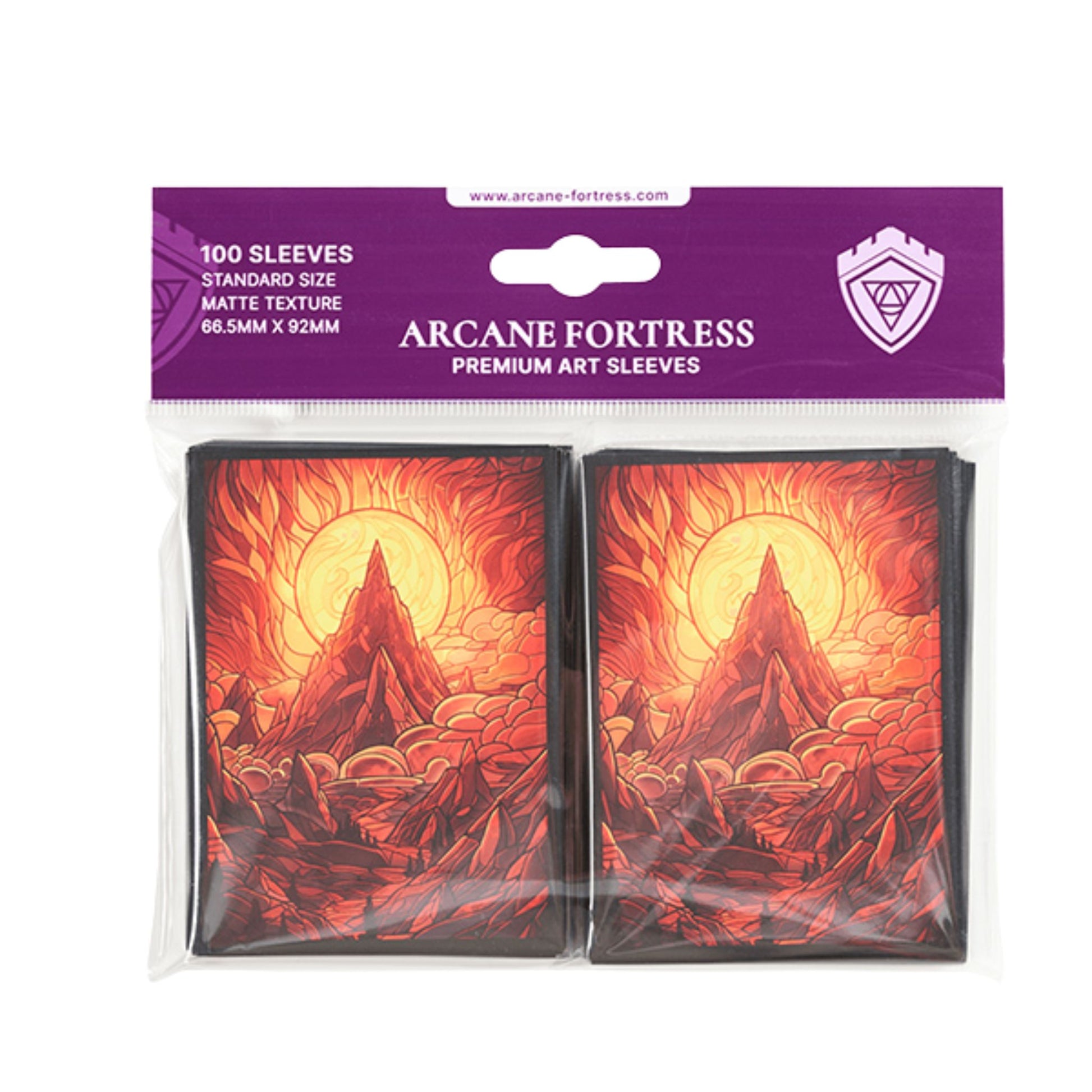 Arcane Fortress Standard Matte Art Stained Glass Burning Mountain Card Sleeves - Trading Card Market