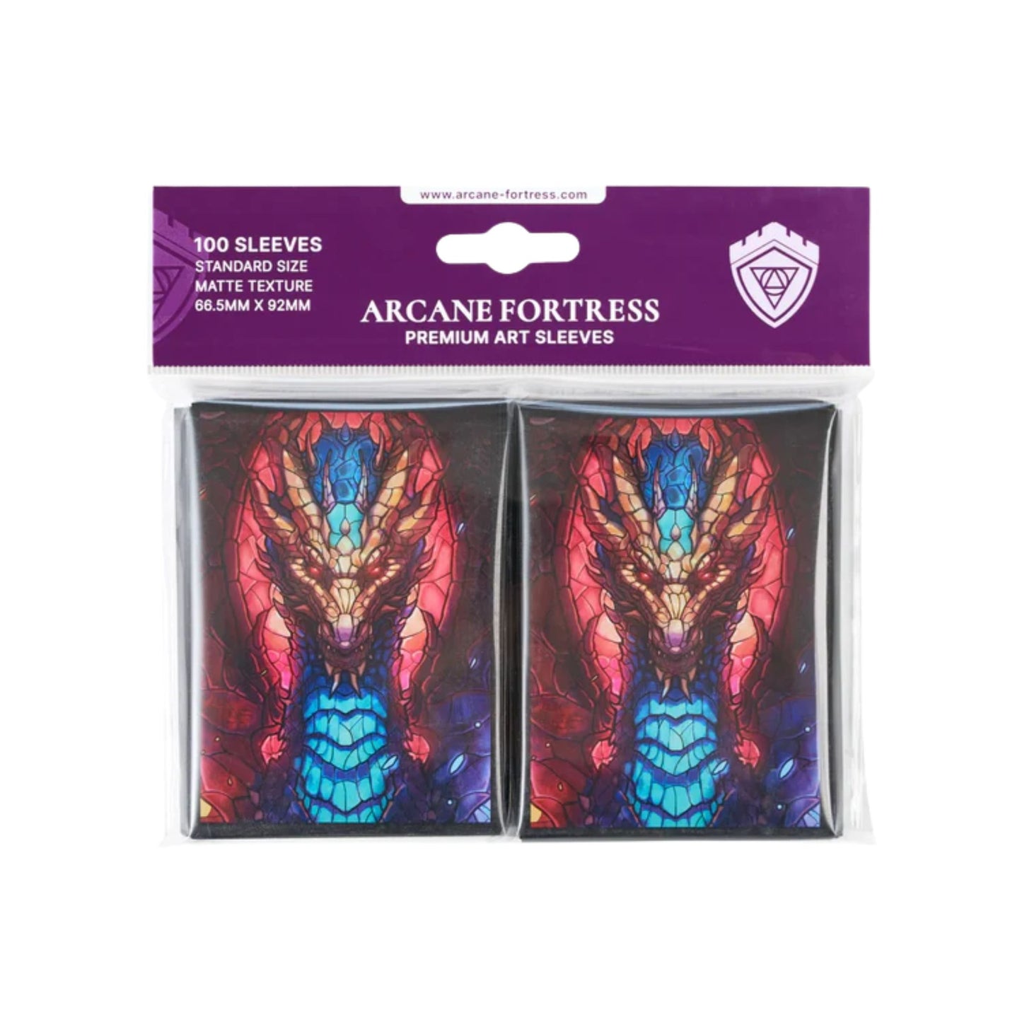 Arcane Fortress Standard Matte Art Stained Glass Fire & Ice Dragon Card Sleeves - Trading Card Market