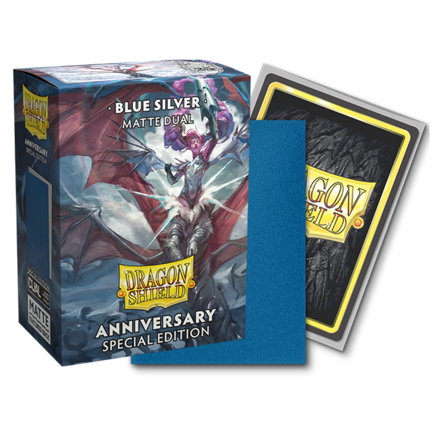 Dragon Shield Dual Matte 25th Anniversary Blue & Silver Sleeves - Trading Card Market