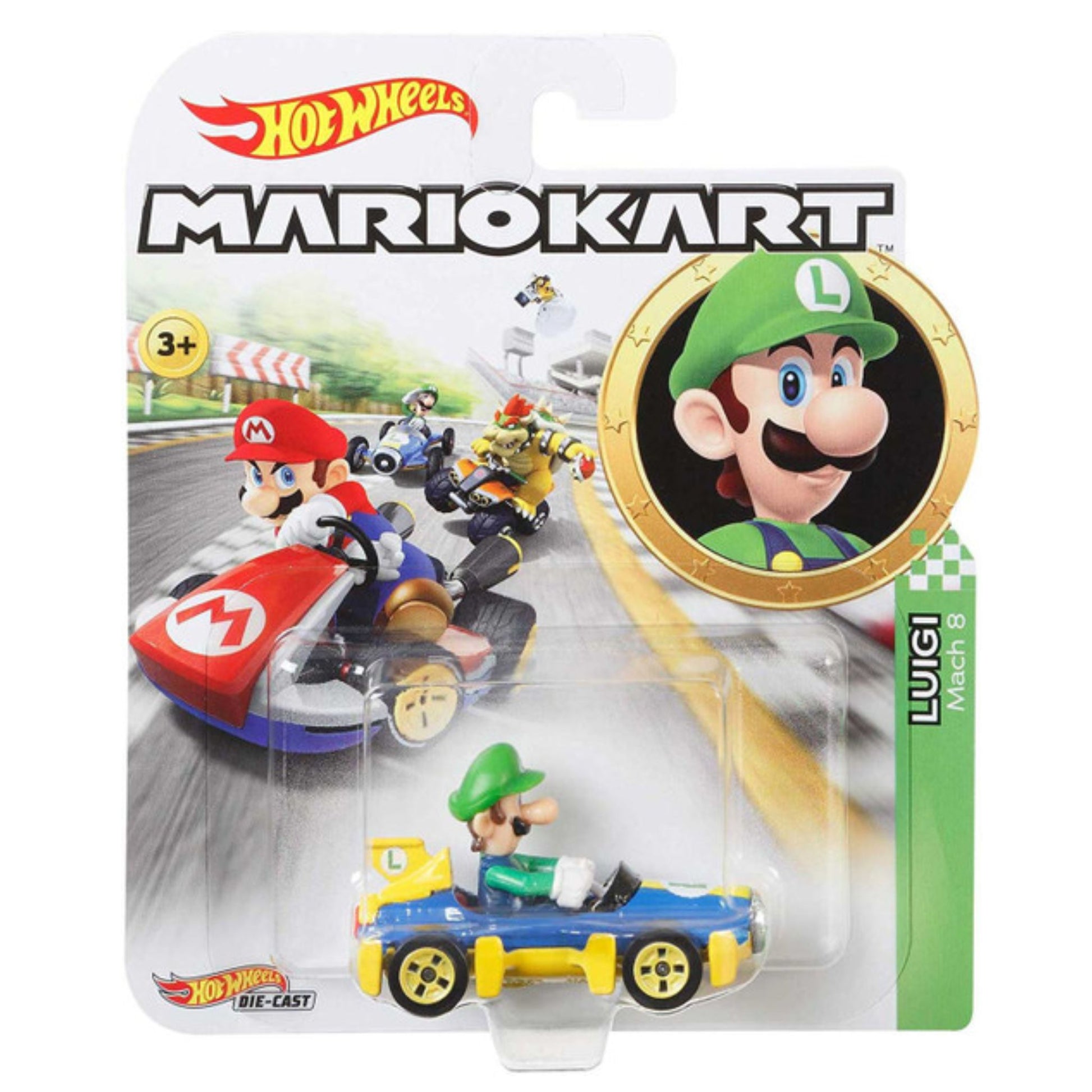 Hot Wheels Mario Kart Luigi Mach 8 Replica Die - Cast - Trading Card Market