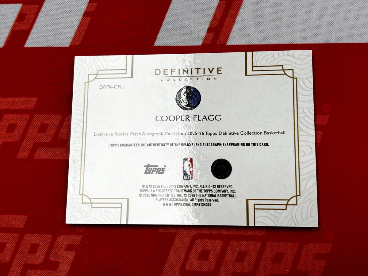 2025/26 Topps Definitive Cooper Flagg Rookie Patch Autograph RPA /10 Mavericks