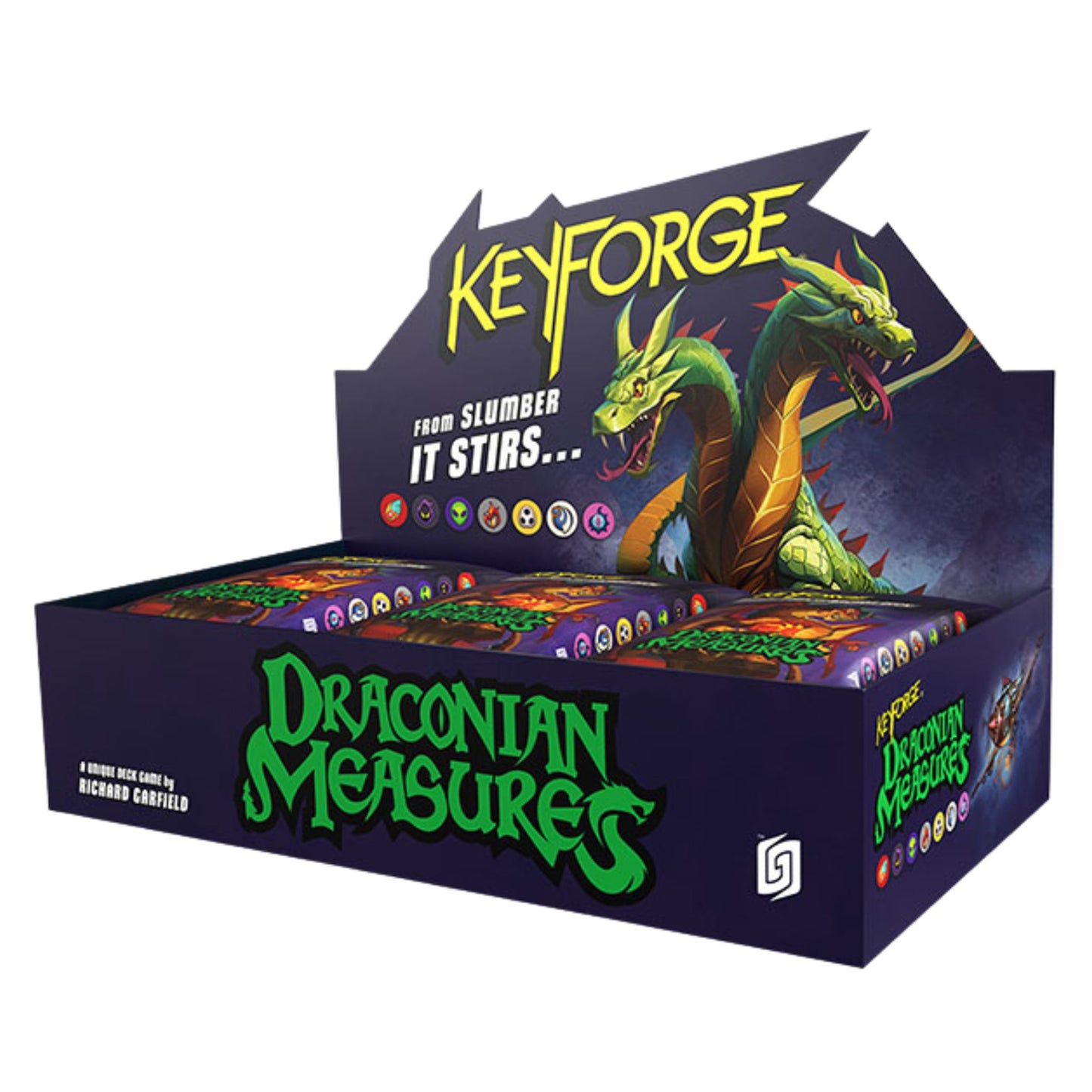 Keyforge Crucible Clash Draconian Measures Decks Display (Presell) - Trading Card Market