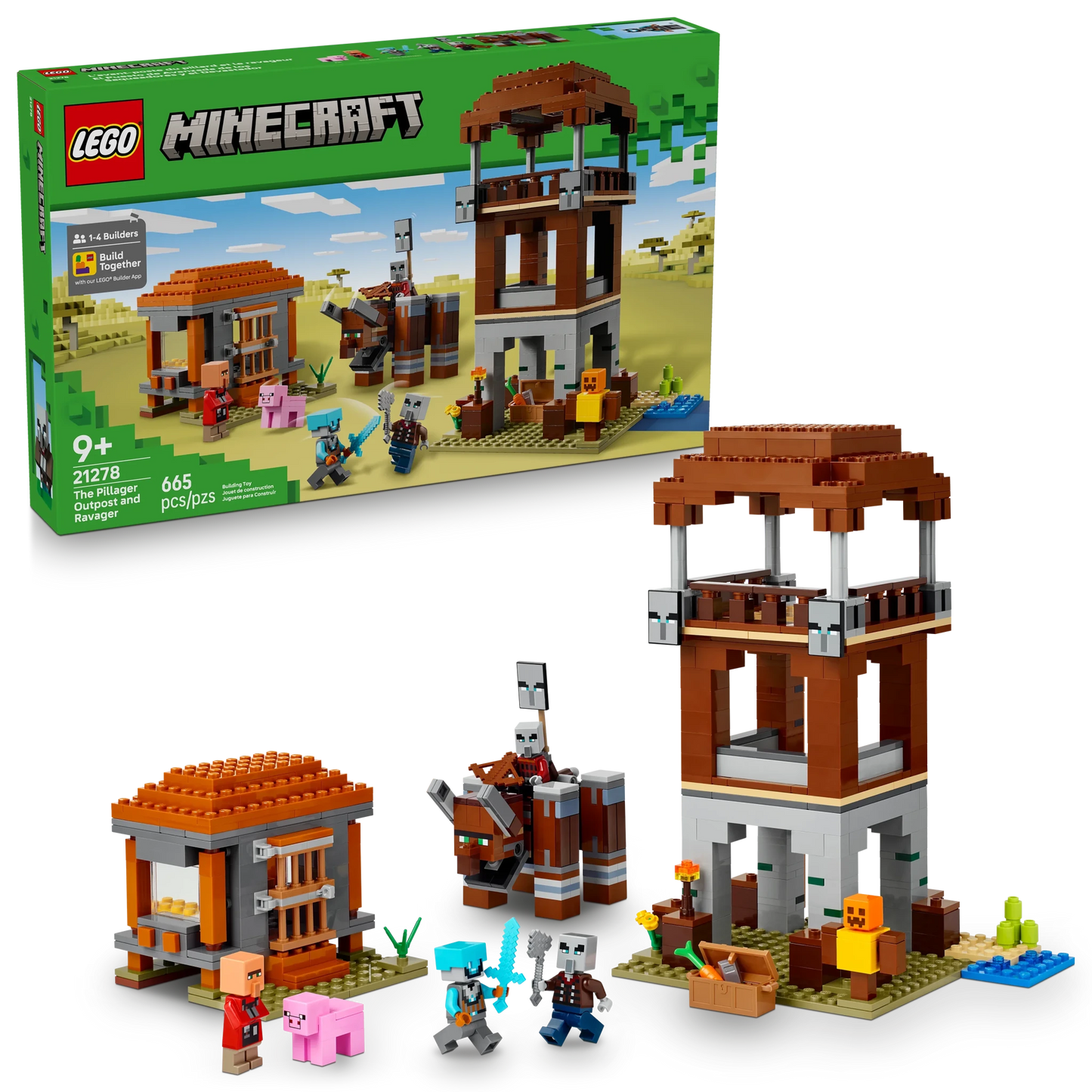 LEGO Minecraft The Pillager Outpost and Ravager - Trading Card Market