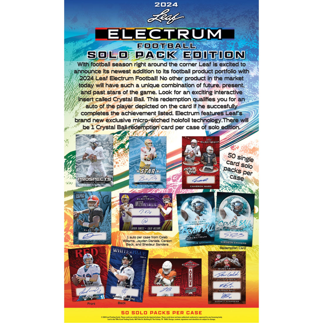 2024 Leaf Electrum Football Solo Edition Pack (Presell) Trading Card