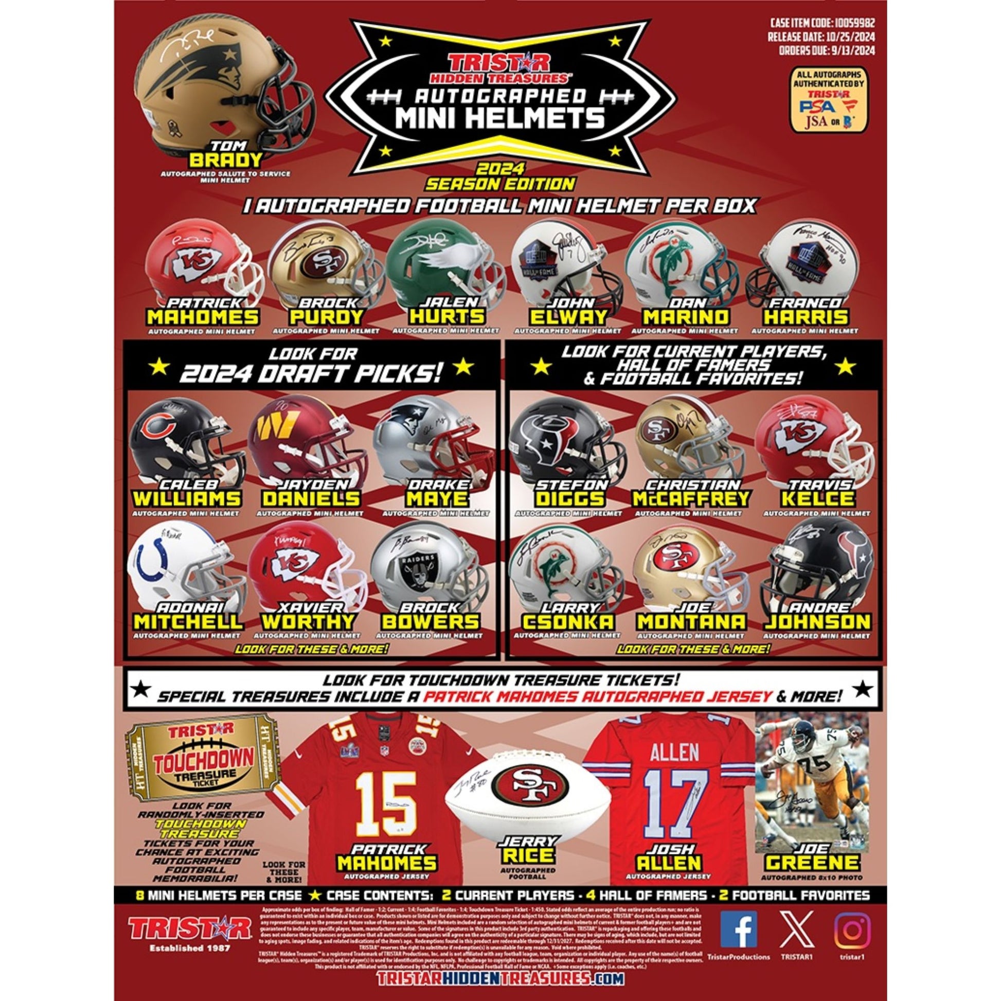 2024 TriStar Hidden Treasures Autographed Football Mini Helmet Season Edition Hobby Box