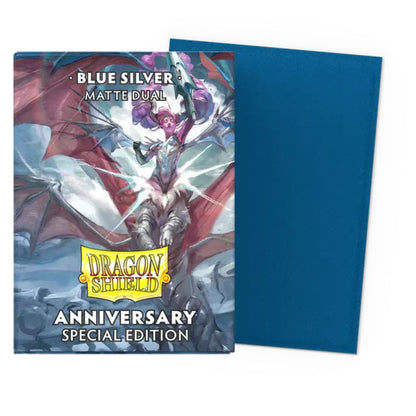 Dragon Shield Dual Matte 25th Anniversary Blue & Silver Sleeves - Trading Card Market