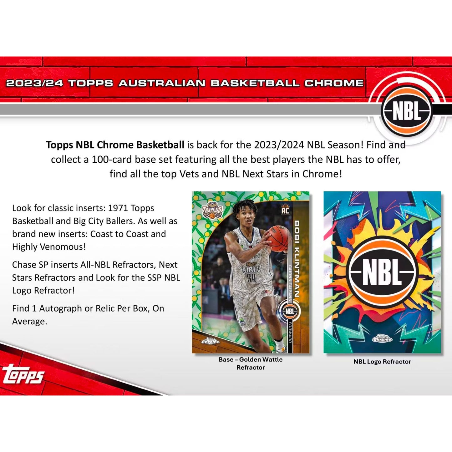 2023/24 Topps Chrome NBL Australian Basketball Hobby Box - Trading Card Market