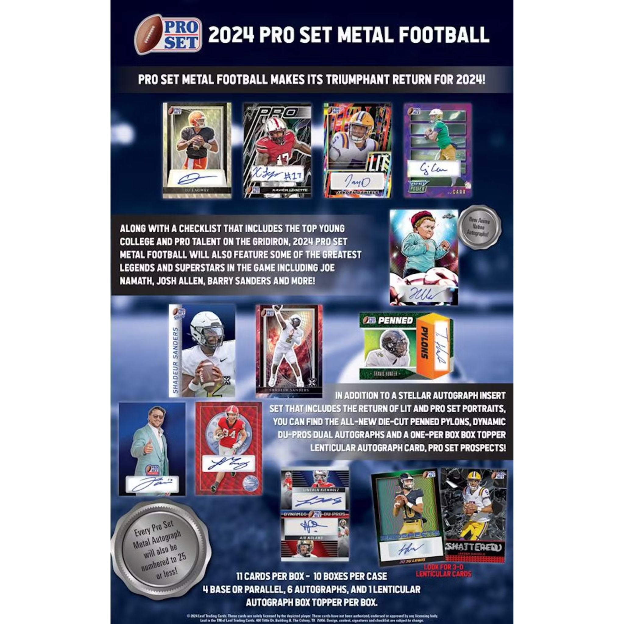 12 buy sealed boxes of 2022 pro set and Leaf Draft football cards,24 autographs!