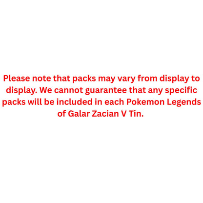 Pokemon Legends of Galar Zacian V Tin - Trading Card Market