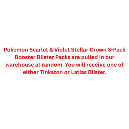 Pokemon Scarlet & Violet Stellar Crown 3-Pack Booster Blister Pack - Trading Card Market