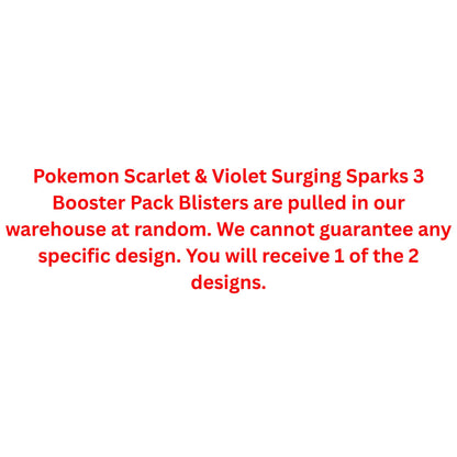 Pokemon Scarlet & Violet Surging Sparks 3 Booster Pack Blister - Trading Card Market
