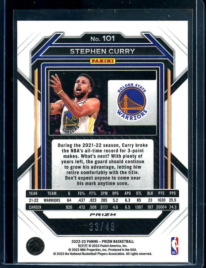 2022/23 Panini Prizm Choice Stephen Curry Blue Choice /49 Warriors