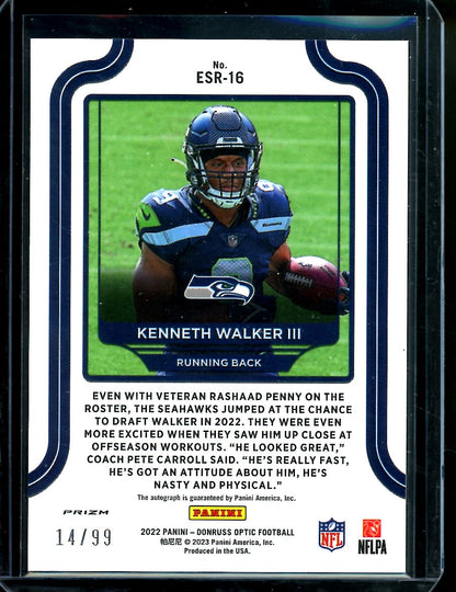 2022 Panini Optic Kenneth Walker III Rookie Elite Series Auto /99 Seahawks