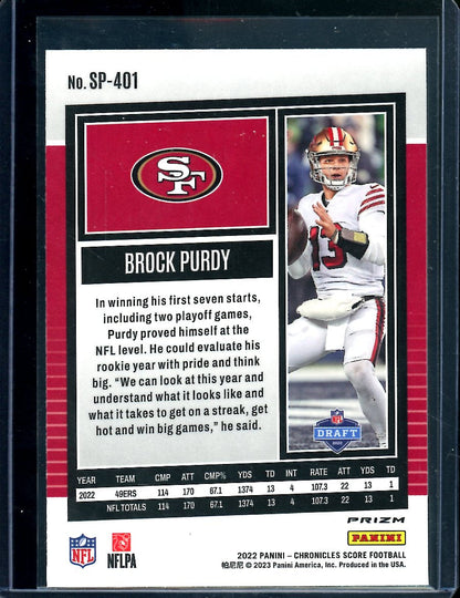 2022 Panini Chronicles Score Brock Purdy Rookie Silver 49ers