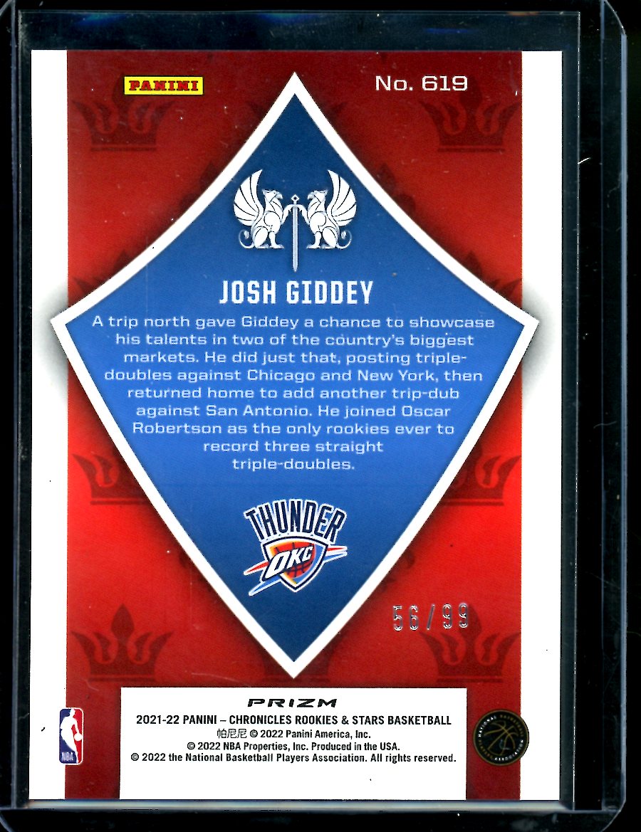 2021/22 Panini Chronicles Josh Giddey Rookie /99 Thunder