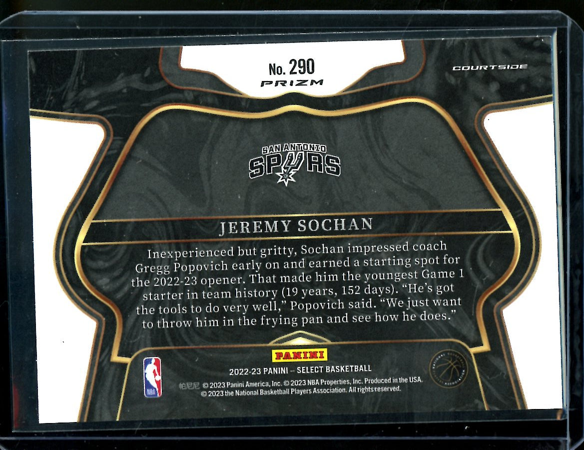 2022/23 Panini Select Jeremy Sochan Rookie Courtside Silver Spurs