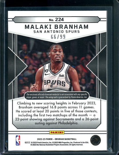 2022/23 Panini Obsidian Malaki Branham Rookie RPA /99 Spurs