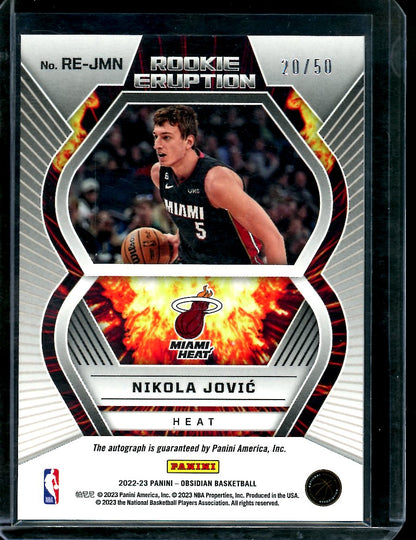 2022/23 Panini Obsidian Nikola Jovic Rookie Auto /50 Heat