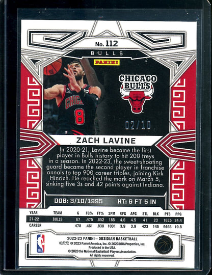 2022/23 Panini Obsidian Zach Lavine Gold /10 Bulls