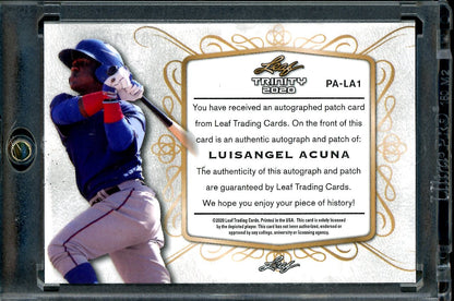 2020 Leaf Trinity Luisangel Acuna Rookie XRC Patch Auto /5 Rangers